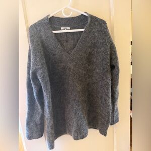 Ganni Charcoal V-Neck Sweater